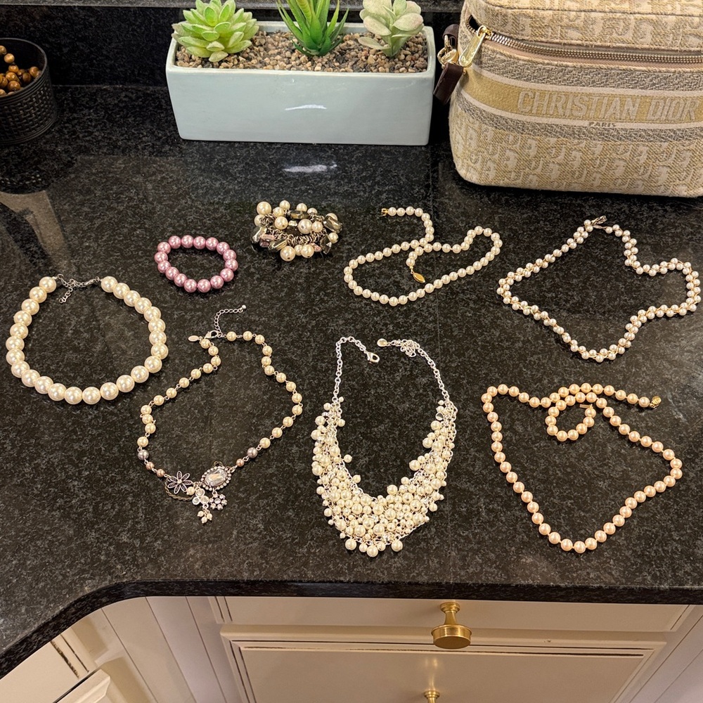 Pearl Necklaces and Bracelet Bundle (simulated)